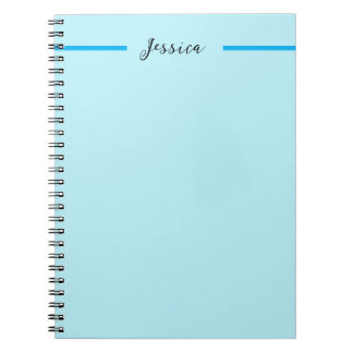 Blue Modern Elegant Plain Simple Professional Name Notebook