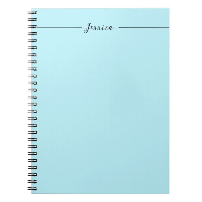 Blue Modern Elegant Plain Simple Professional Name Notebook (Front)