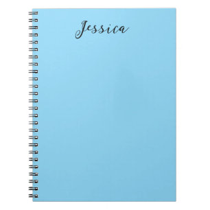 Blue Modern Elegant Plain Simple Professional Name Notebook