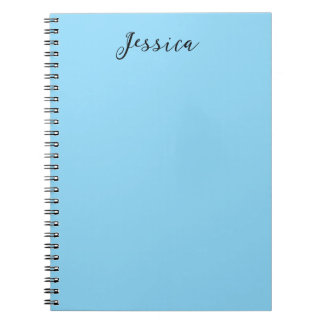 Blue Modern Elegant Plain Simple Professional Name Notebook
