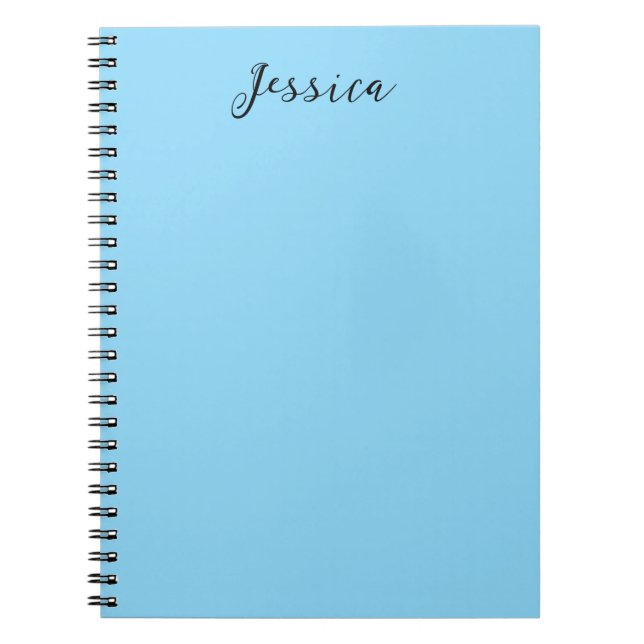 Blue Modern Elegant Plain Simple Professional Name Notebook (Front)