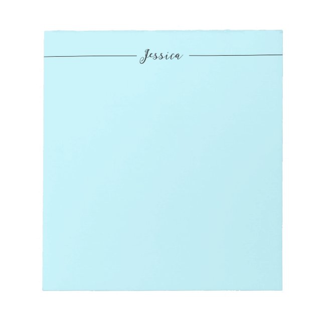 Blue Modern Elegant Plain Simple Professional Name Notepad (Front)