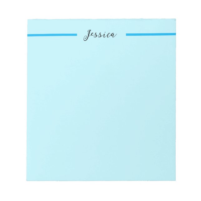 Blue Modern Elegant Plain Simple Professional Name Notepad (Front)