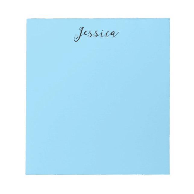 Blue Modern Elegant Plain Simple Professional Name Notepad (Front)