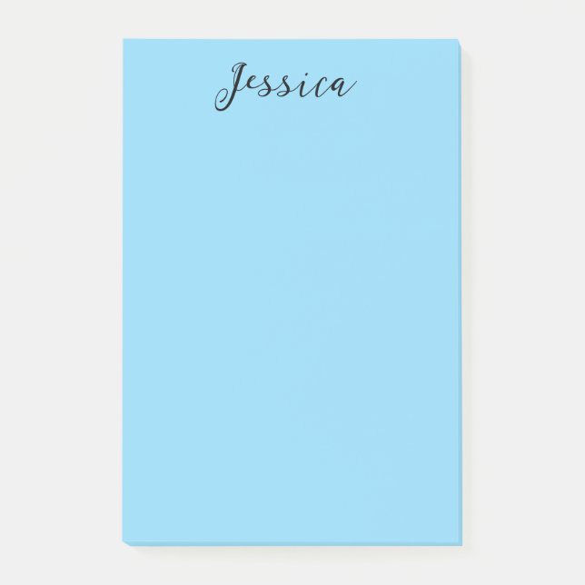 Blue Modern Elegant Plain Simple Professional Name Post-it Notes (Front)