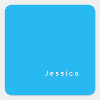 Blue Modern Elegant Plain Simple Professional Name Square Sticker