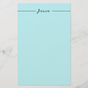 Blue Modern Elegant Plain Simple Professional Name Stationery