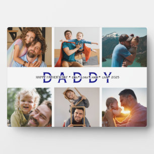 Blue Modern Father’s Day Photo Collage Plaque