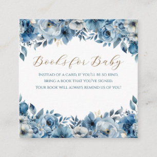 Blue Modern Floral Watercolor Baby Shower Enclosure Card