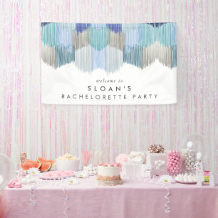 Blue Modern Fringe Bachelorette Party Banner