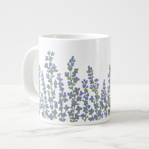 Blue Modern  Garden Floral Blooms  Large Coffee Mug