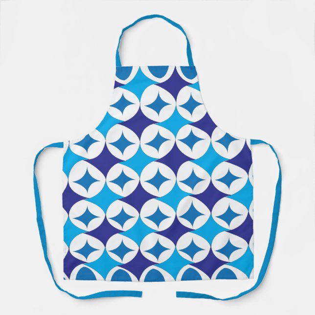 Blue Modern Geometric Pattern Apron (Front)