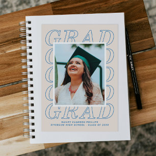 Blue Modern Grad Typography Graduation Photo Card