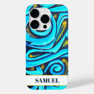 Blue Modern Graffiti Pattern Case-Mate iPhone 14 Pro Case