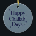 Blue Modern Happy Challah Days Hanukkah  Ceramic Tree Decoration<br><div class="desc">Can be fully customised to suit your needs. © Gorjo Designs. Made for you via the Zazzle platform. // Looking for matching items? Other stationery from the set available in the ‘collections’ section of my store. // Need help customising your design? Got other ideas? Feel free to contact me (Zoe)...</div>