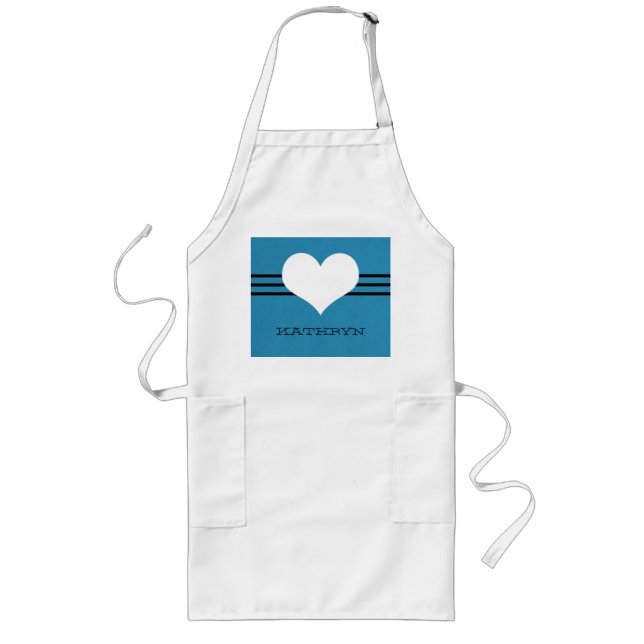 Blue Modern Heart Apron (Front)