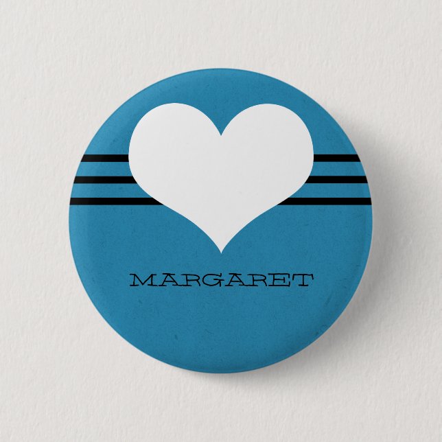 Blue Modern Heart Button (Front)
