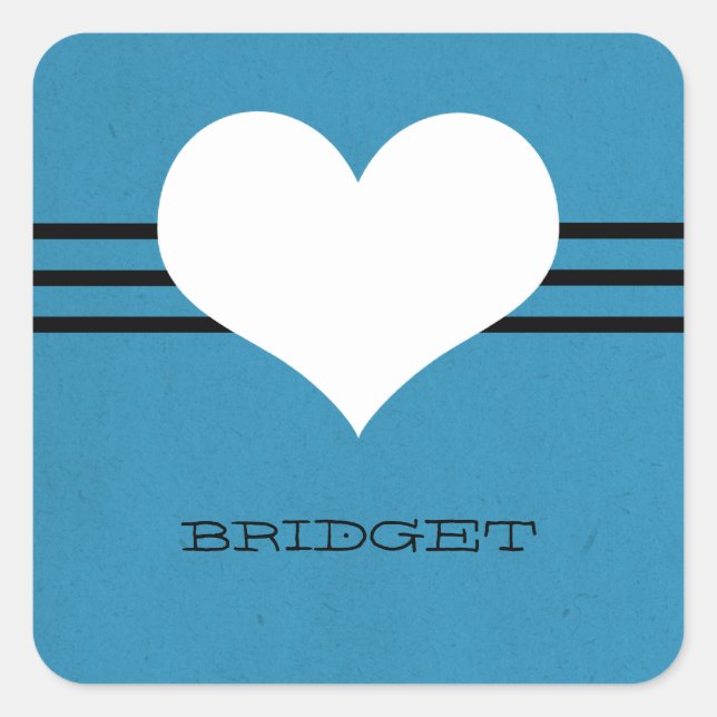 Blue Modern Heart Stickers (Front)