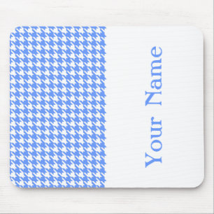 Blue Modern Houndstooth with name Mouse Mat