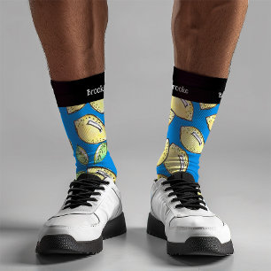 Blue Modern Lemon Cute Fun Summer Vibrant Name Socks