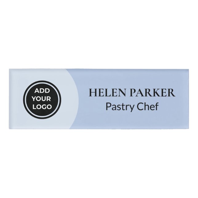 Blue Modern Logo Business Name Tag (Front)