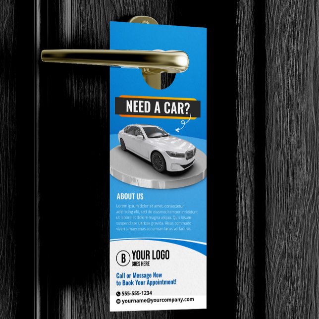 Blue Modern Luxury Car Rental Automobile Car Hire Door Hanger (Creator Uploaded)