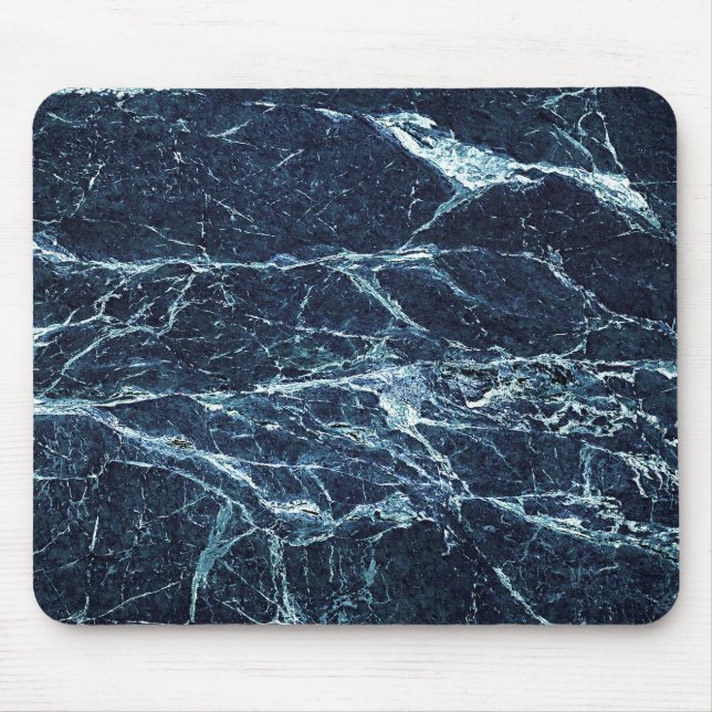 Blue modern marble pattern mouse mat (Front)