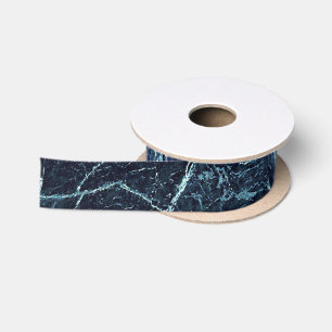 Blue modern marble pattern satin ribbon
