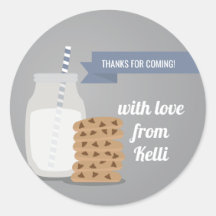 Blue Modern Milk and Cookies Striped Sticker