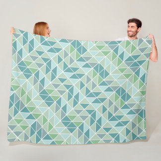 Blue Modern Mint Abstract Triangle Pattern Fleece Blanket
