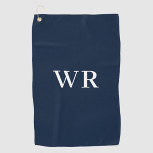 Blue Modern Monogram Golf Towel