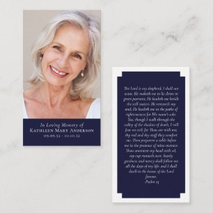 Blue Modern Photo Memorial Prayer Card