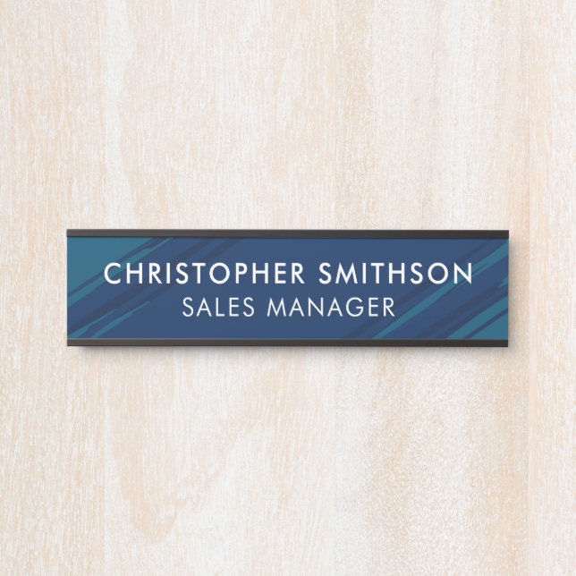   Blue Modern Professional Plate Changeable Office Door Sign (Front)