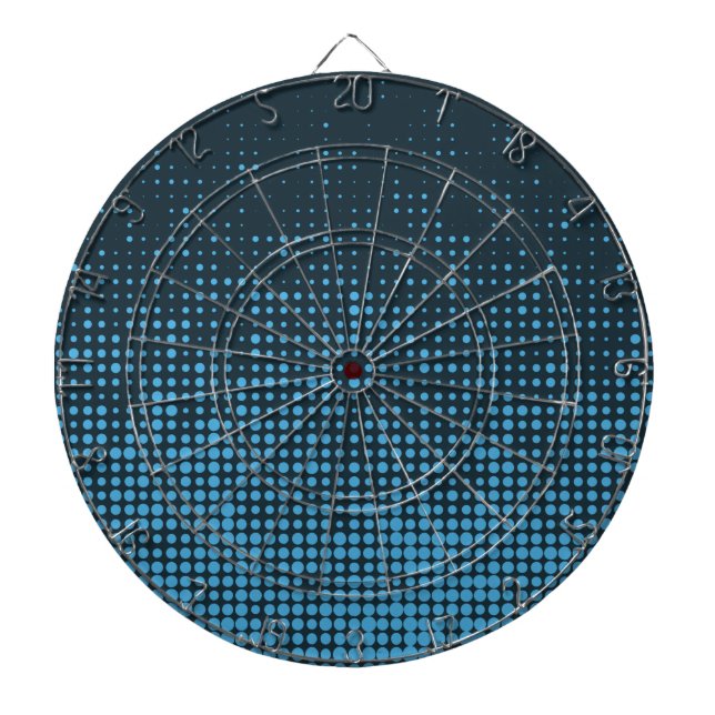 Blue, modern, retro, cool, trendy dot pattern dartboard (Front)