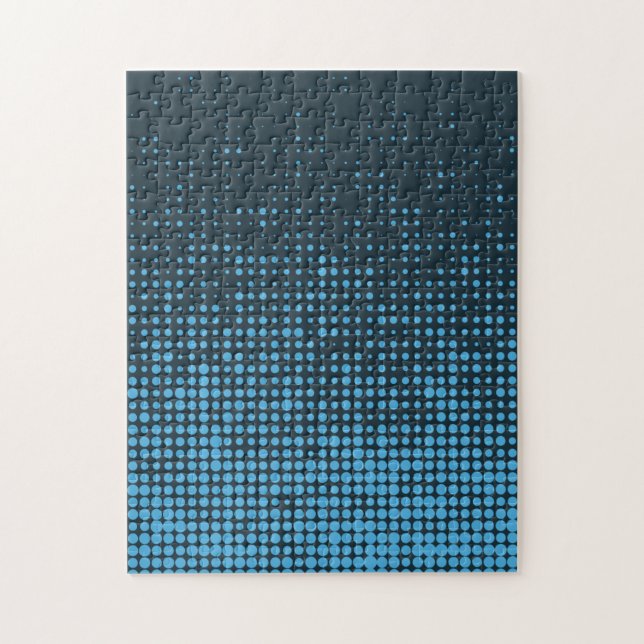 Blue, modern, retro, cool, trendy dot pattern jigsaw puzzle (Vertical)
