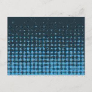 Blue, modern, retro, cool, trendy dot pattern postcard