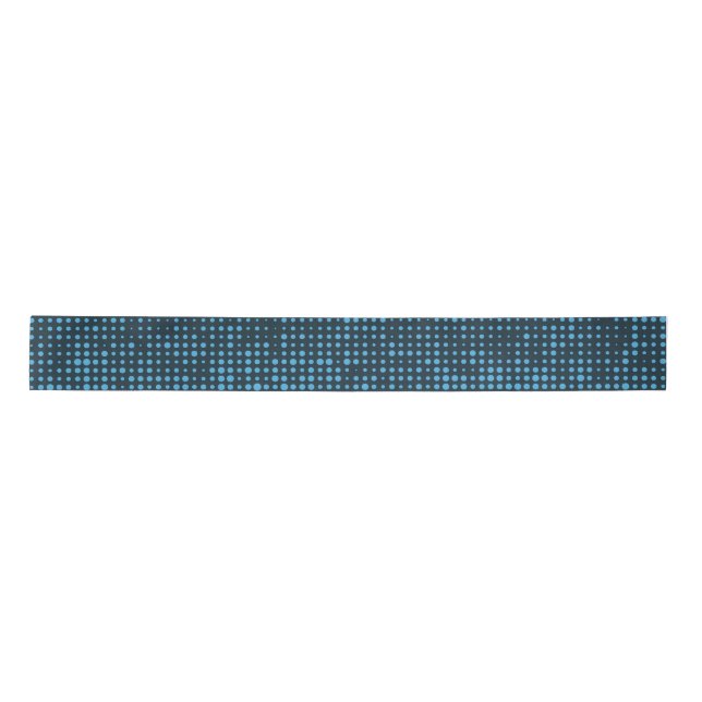 Blue, modern, retro, cool, trendy dot pattern satin ribbon (Front)