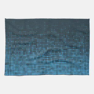 Blue, modern, retro, cool, trendy dot pattern tea towel