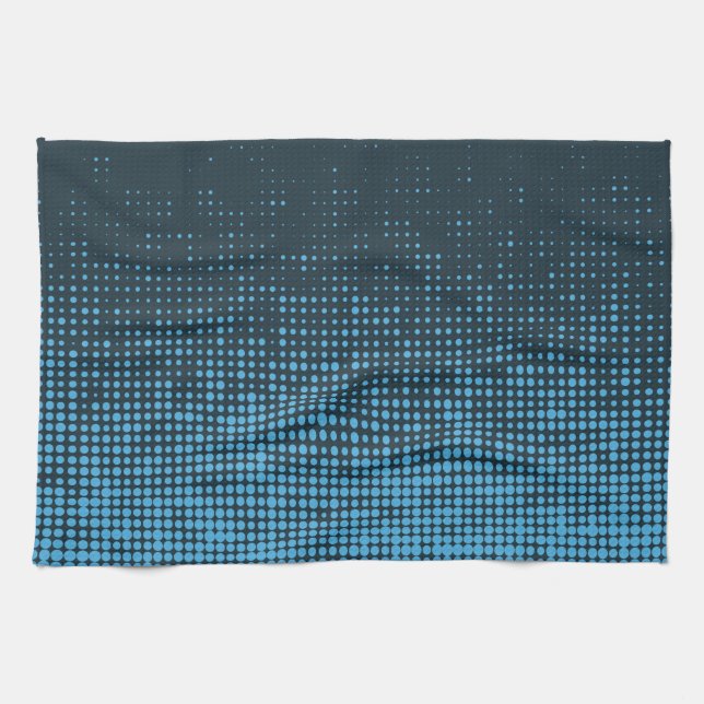 Blue, modern, retro, cool, trendy dot pattern tea towel (Horizontal)