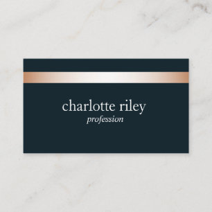 Blue Modern Rose Gold Striped Stylish Business Card