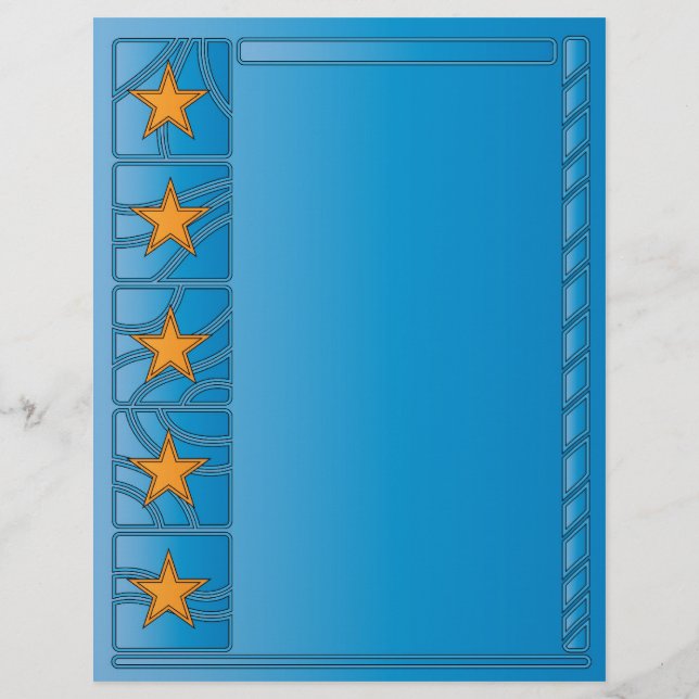 Blue modern scrapbook paper design with stars (Front)