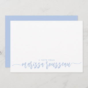 Blue Modern Script Name Personalised  Note Card