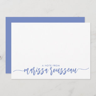 Blue Modern Script Name Personalised Note Card