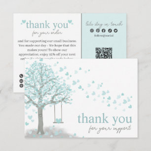 Blue Modern Script, Thank You Candle Business Enclosure Card