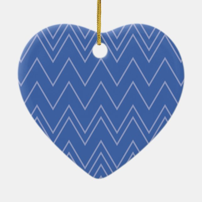 Blue, modern, simple, cool, trendy zigzag pattern ceramic tree decoration (Back)