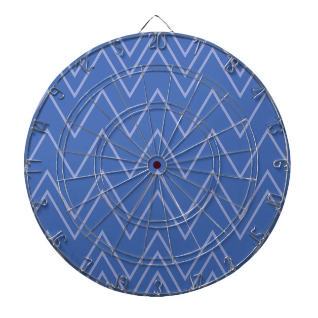 Blue, modern, simple, cool, trendy zigzag pattern dartboard (Front)