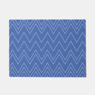 Blue, modern, simple, cool, trendy zigzag pattern doormat