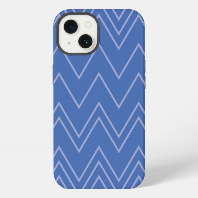 Blue, modern, simple, cool, trendy zigzag pattern iPhone case (Back)