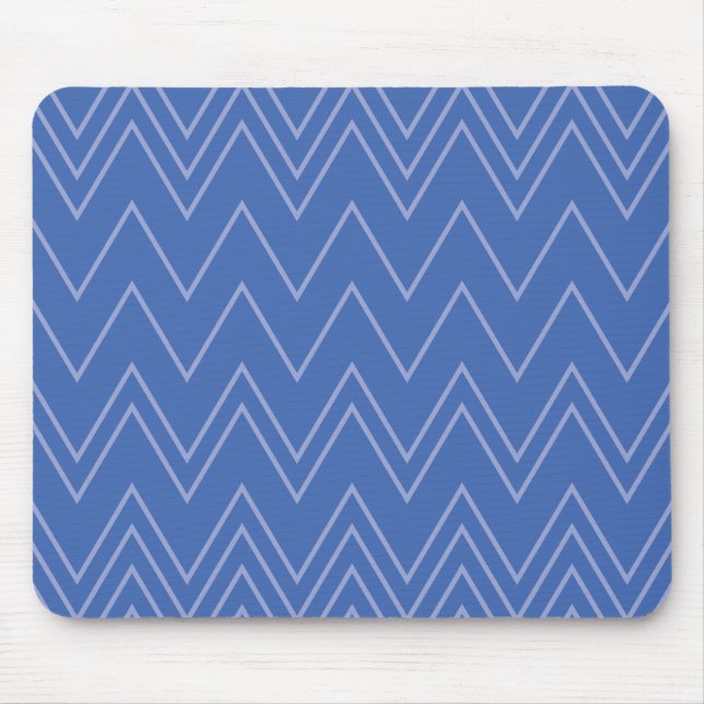 Blue, modern, simple, cool, trendy zigzag pattern mouse mat (Front)