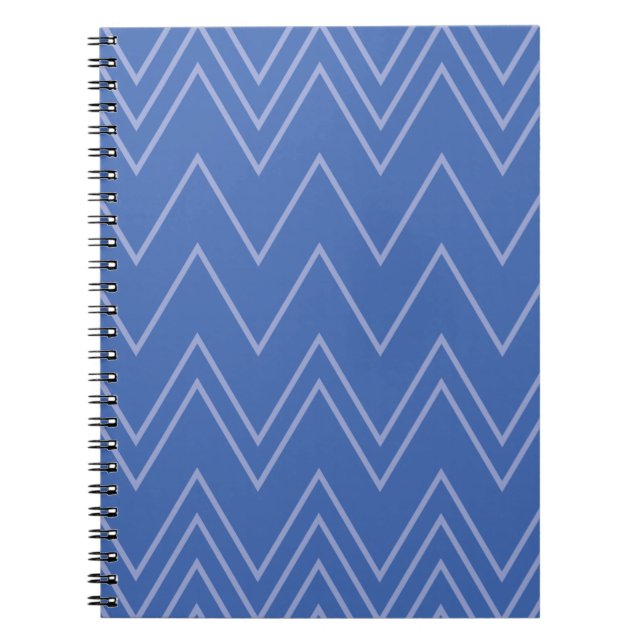 Blue, modern, simple, cool, trendy zigzag pattern notebook (Front)